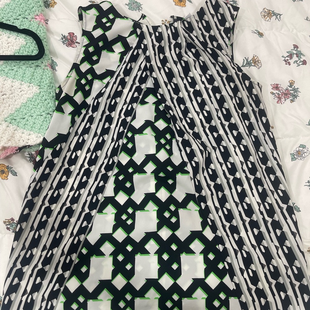 Peter Pilotto sleeveless top- Black, White, Green Geometric